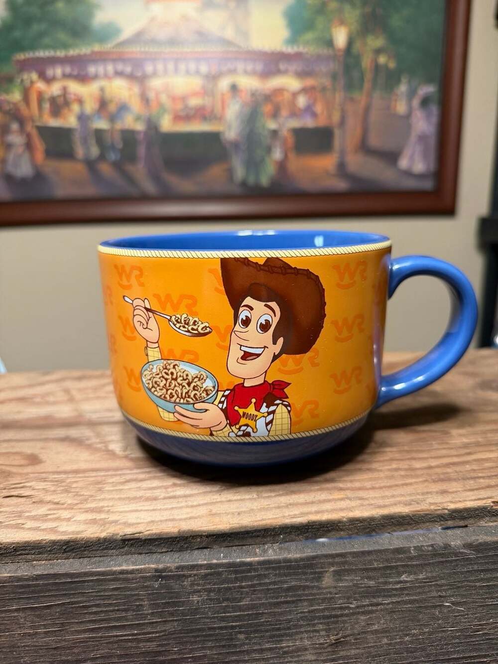 Disney Parks Pixar Toy Story Woody Cowboy Crunchies Ceramic Soup Mug Bowl 31 oz